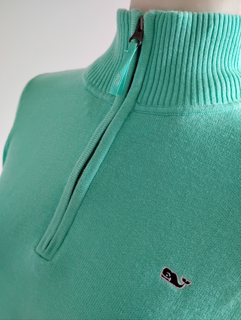Vineyard Vines Cotton 1/4 Zip Sweater Turquoise Seafood Preppy Coastal Size Sm - Picture 8 of 11